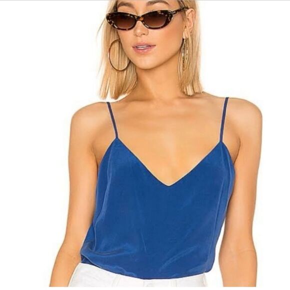 L'agence Jane Royal Blue Silk Spaghetti Strap Tank Top Size M - Picture 1 of 10